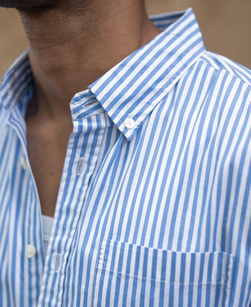 Blue Striped Buttondown Shirt 100% Cotton