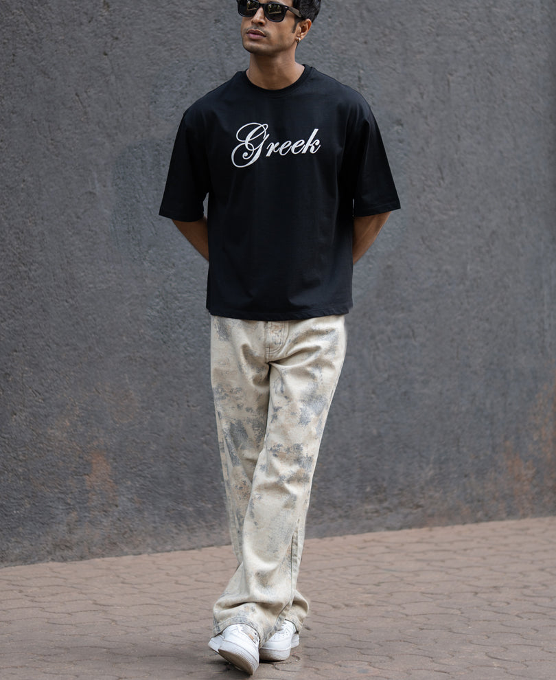 Black Greek Graphic T-Shirt 100% Cotton