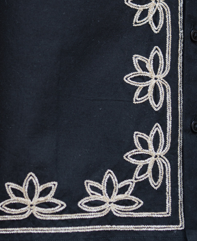Black Lotus Embroidery Shirt